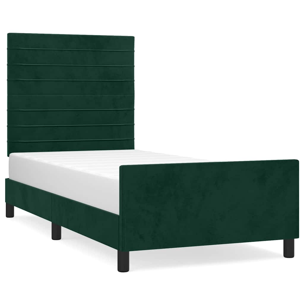 vidaXL Cadru de pat fără saltea, verde închis, 90x190 cm, catifea