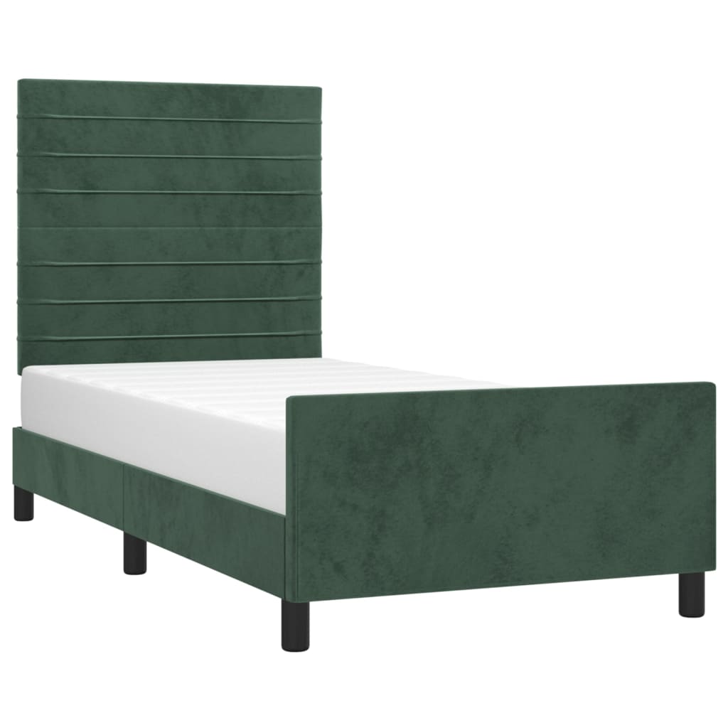 vidaXL Bedframe zonder matras 90x190 cm fluweel donkergroen afbeelding