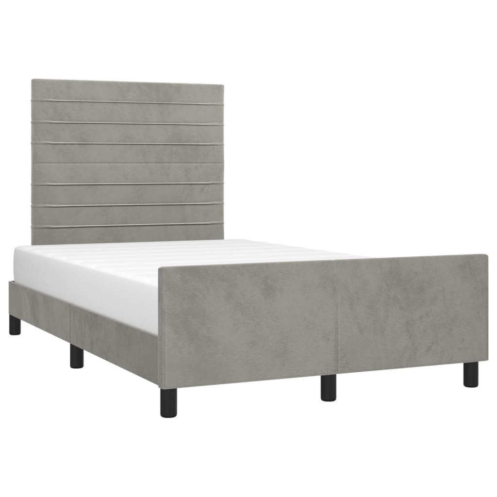 vidaXL Bedframe zonder matras 120x200 cm fluweel lichtgrijs afbeelding