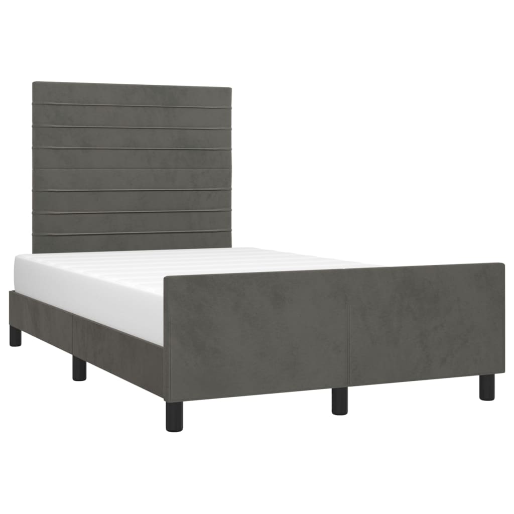 vidaXL Bedframe zonder matras 120x200 cm fluweel donkergrijs afbeelding