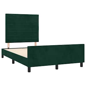 Rám postele bez matrace tmavě zelená 120 x 200 cm samet - obrázek 4