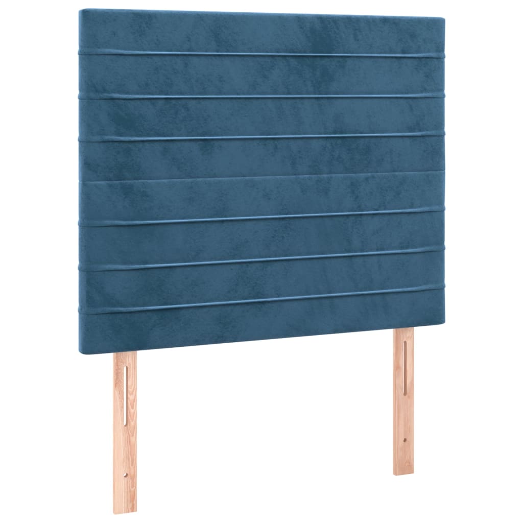 Cadru de pat cu tăblie, albastru închis, 120x200 cm, catifea