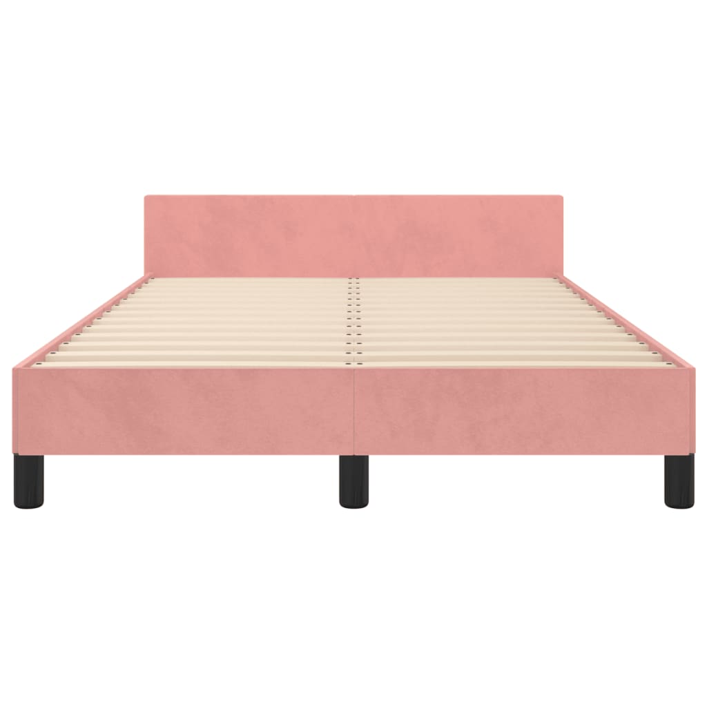 Cadru de pat cu tăblie, roz, 120x200 cm, catifea