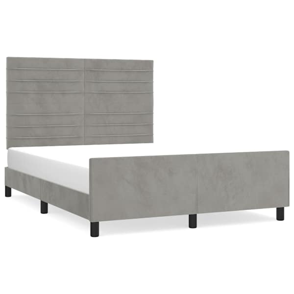 vidaXL voodiraam ilma madratsita, helehall, 140x190 cm, samet