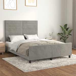 Rám postele bez matrace světle šedý 140 x 190 cm samet - obrázek 1