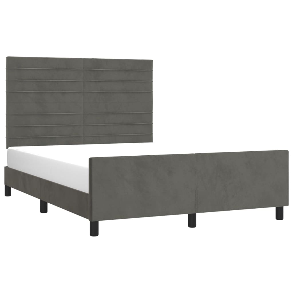 vidaXL Bedframe zonder matras 140x190 cm fluweel donkergrijs afbeelding
