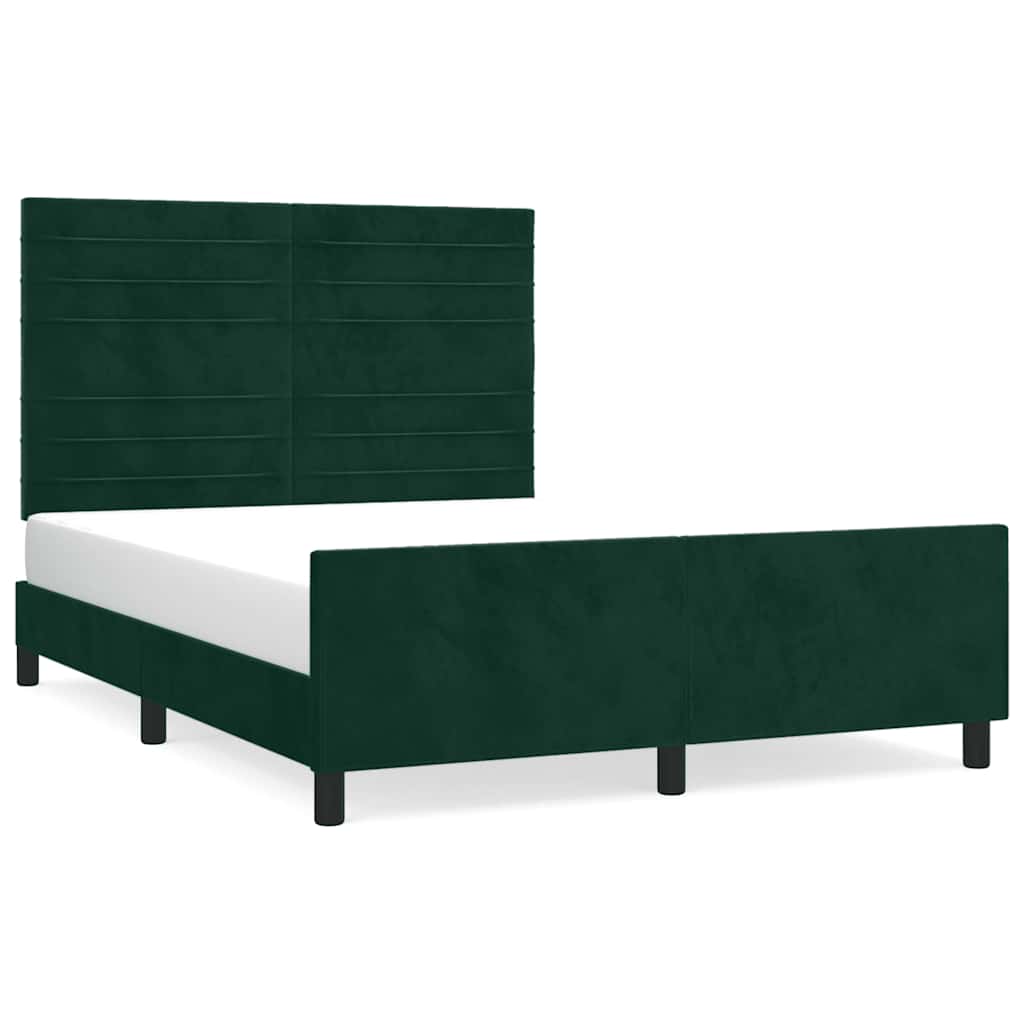 vidaXL Rám postele bez matrace tmavě zelená 140 x 190 cm samet