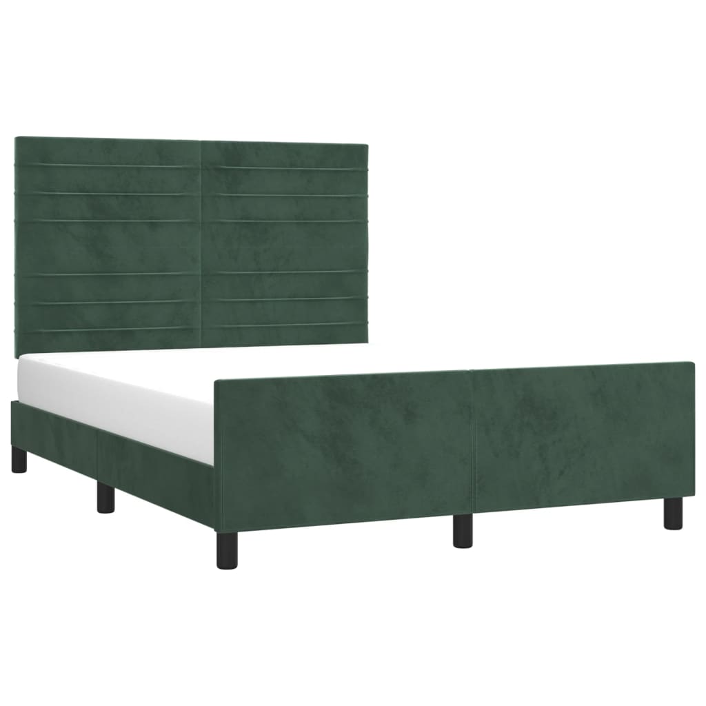 vidaXL Bedframe zonder matras 140x190 cm fluweel donkergroen afbeelding