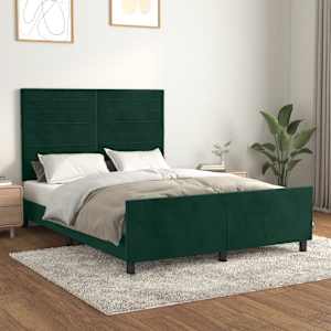 Posteljni okvir brez vzmetnice temno zelen 140x190 cm žamet
