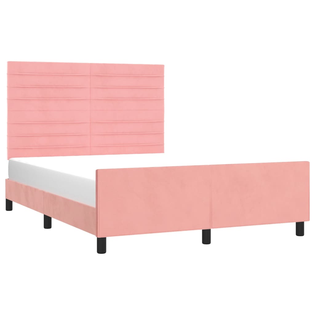 vidaXL Bedframe met hoofdeinde fluweel roze 140x190 cm afbeelding