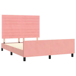 Rám postele s čelem růžový 140x190 cm samet - obrázek 4