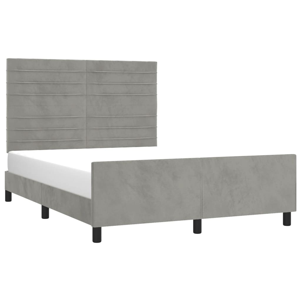 vidaXL Bedframe zonder matras 140x200 cm fluweel lichtgrijs afbeelding
