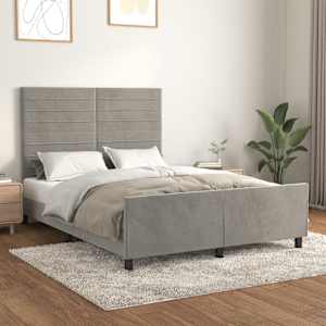 Rám postele bez matrace světle šedý 140 x 200 cm samet - obrázek 1