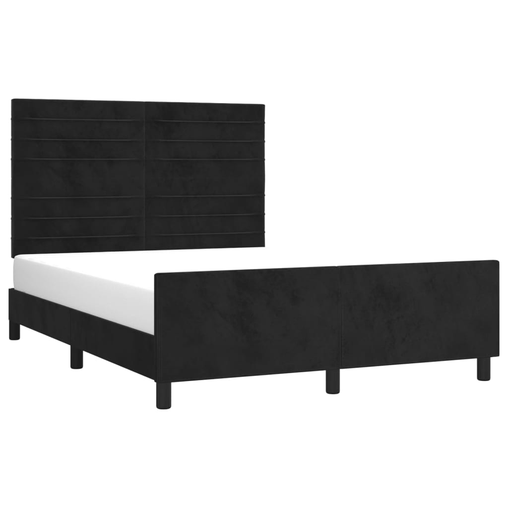 vidaXL Bedframe zonder matras 140x200 cm fluweel zwart afbeelding