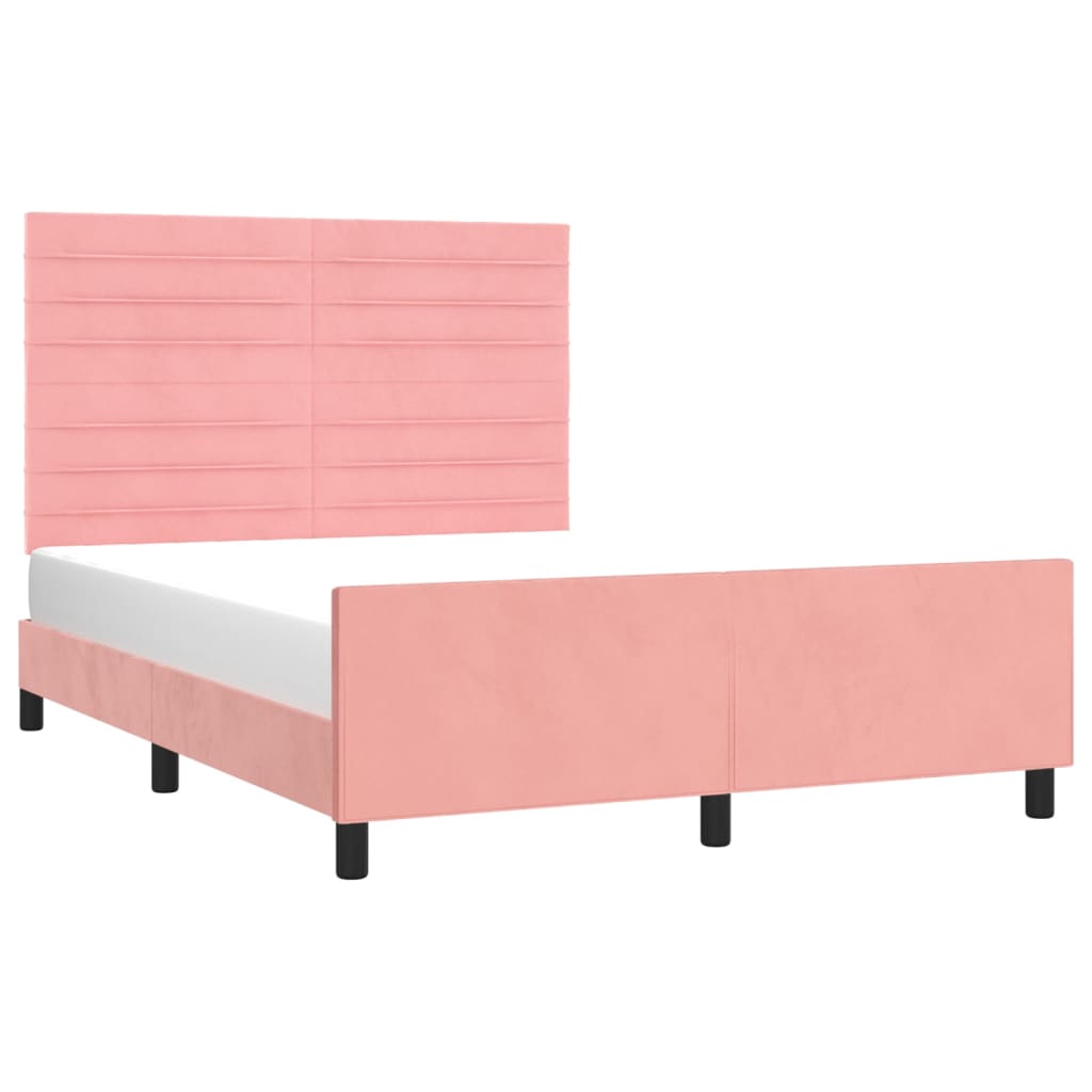 Thumbnail - vidaXL Bettgestell mit Kopfteil Rosa 140x200 cm Samt