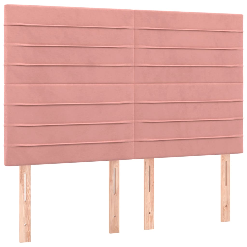 Rózsaszín bársony ágykeret fejtámlával 140 x 200 cm 