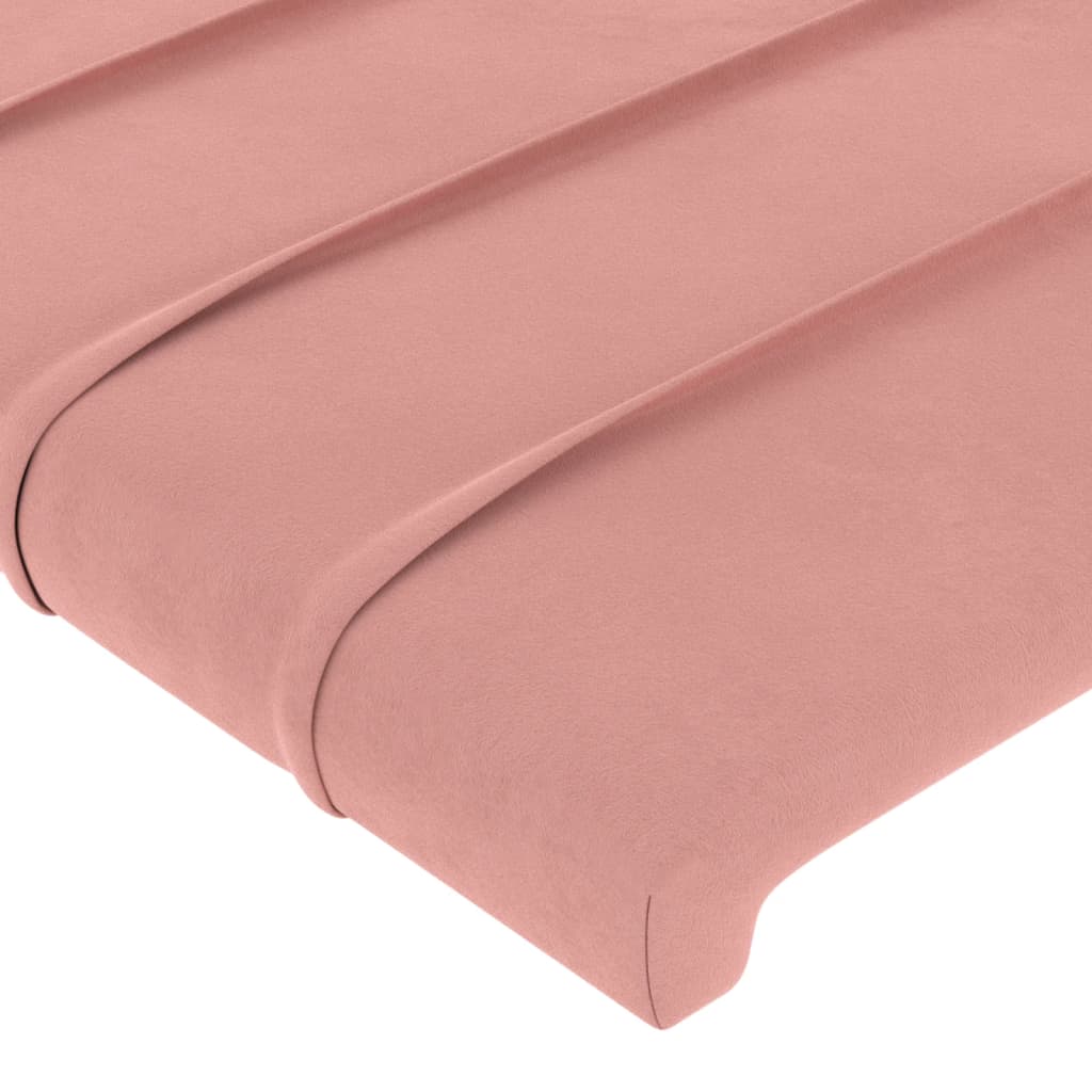 Rózsaszín bársony ágykeret fejtámlával 140 x 200 cm 