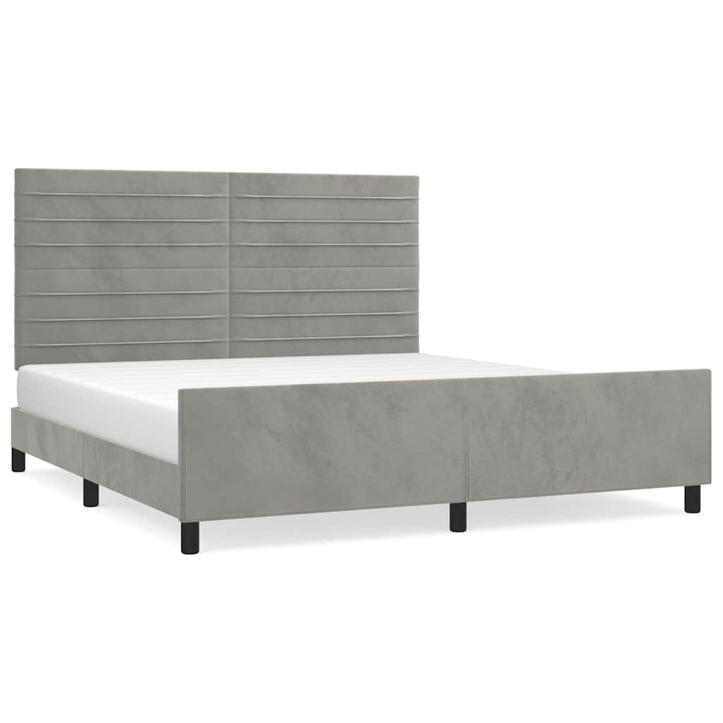 vidaXL Bedframe zonder matras 160x200 cm fluweel lichtgrijs grijs, foto 3