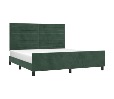 vidaXL Cadre de lit avec tête de lit Vert foncé 160x200 cm Velours