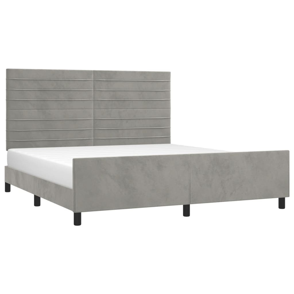 vidaXL Bedframe met hoofdeinde fluweel lichtgrijs 180x200 cm afbeelding