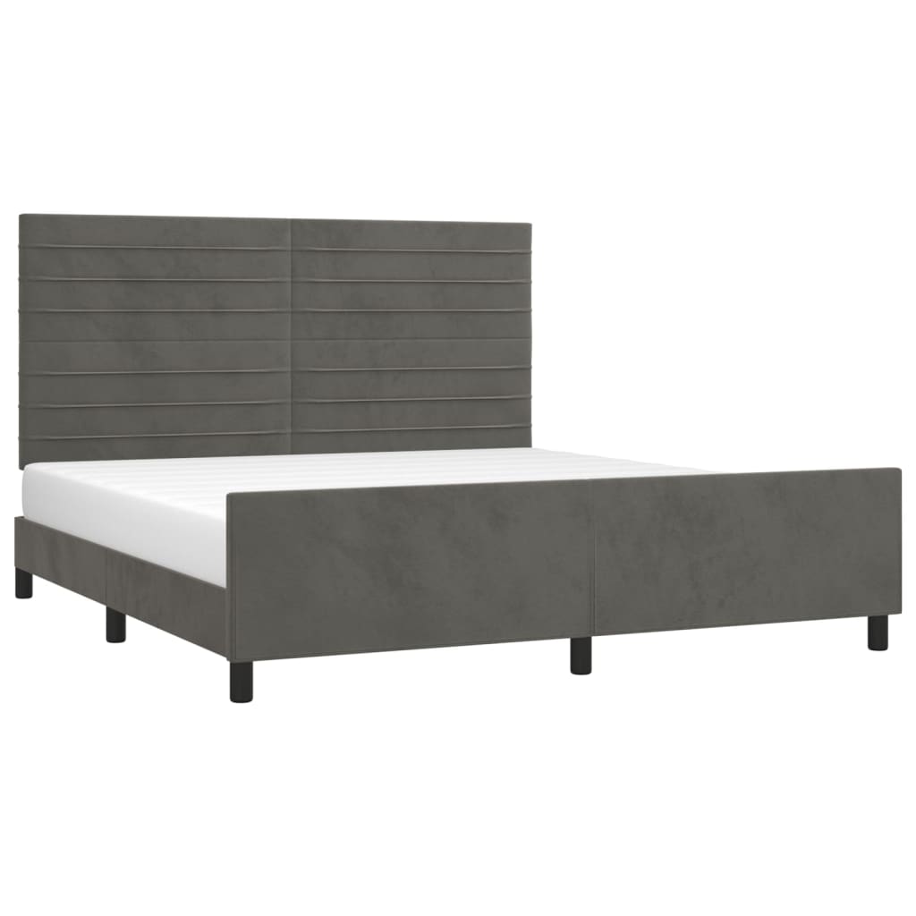 vidaXL Bedframe met hoofdeinde fluweel donkergrijs 180x200 cm afbeelding