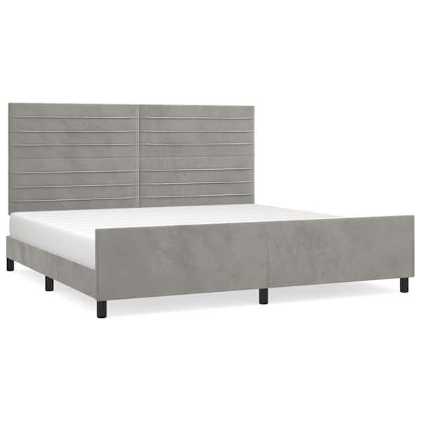 vidaXL voodiraam ilma madratsita, helehall, 200 x 200 cm, samet