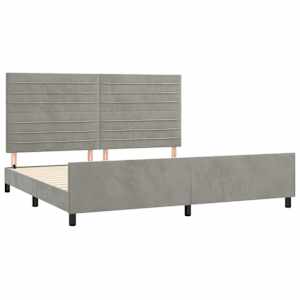 Rám postele bez matrace světle šedý 200 x 200 cm samet - obrázek 4