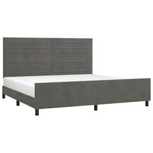 Rám postele bez matrace tmavě šedý 200 x 200 cm samet - obrázek 3