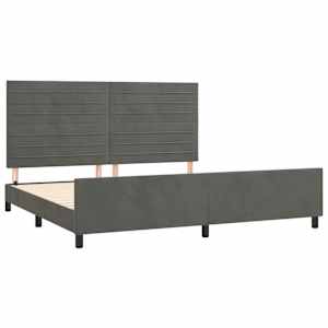 Rám postele bez matrace tmavě šedý 200 x 200 cm samet - obrázek 4