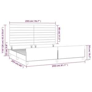 Rám postele bez matrace černý 200 x 200 cm samet - obrázek 14
