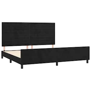 Rám postele bez matrace černý 200 x 200 cm samet - obrázek 4