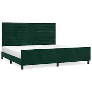 Rám postele bez matrace tmavě zelená 200 x 200 cm samet - obrázek 2