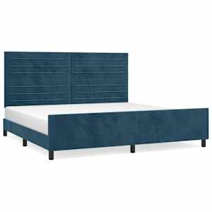 Rám postele bez matrace tmavě modrý 200x200 cm samet - obrázek 2