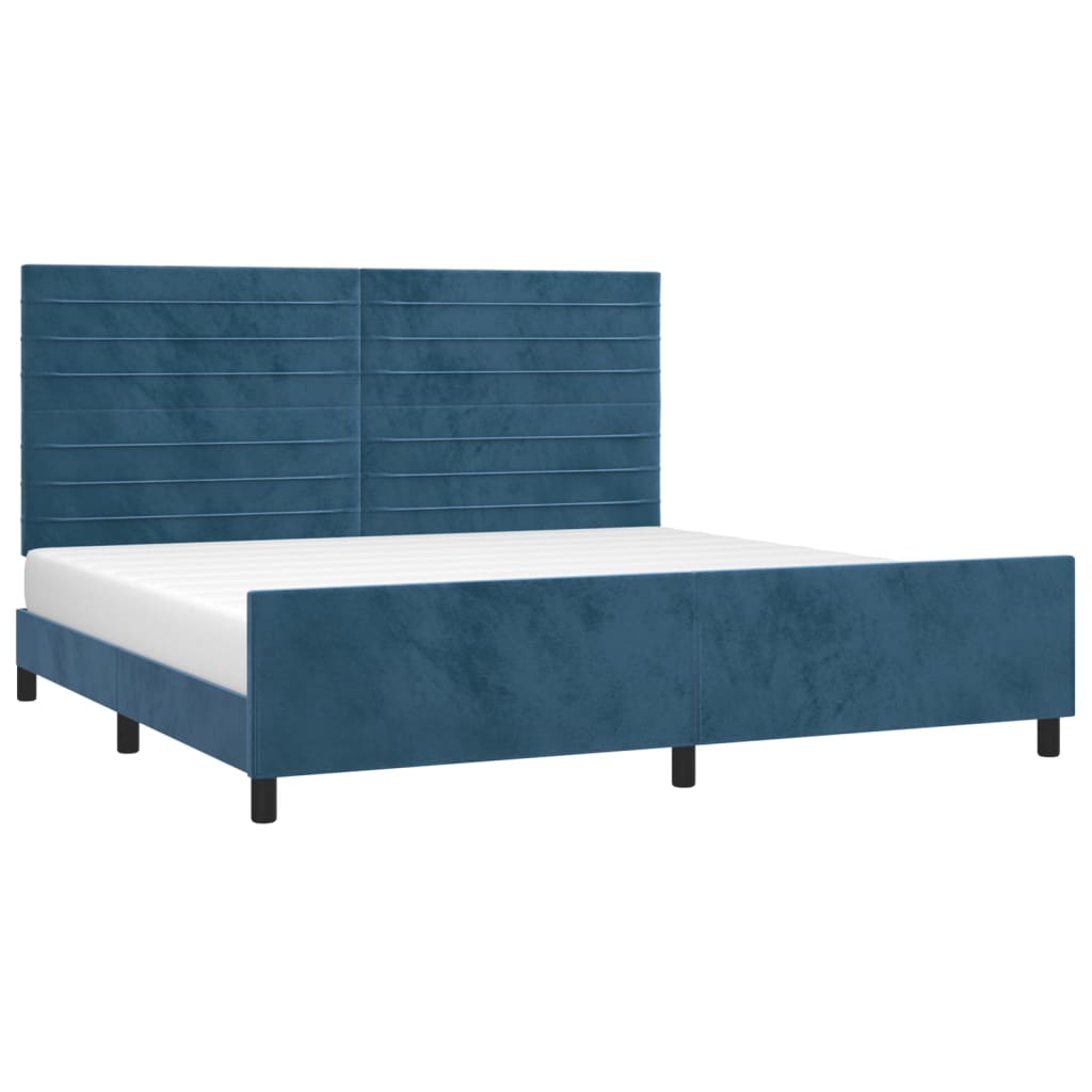 vidaXL Bedframe zonder matras 200x200 cm fluweel donkerblauw afbeelding