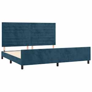 Rám postele bez matrace tmavě modrý 200x200 cm samet - obrázek 4