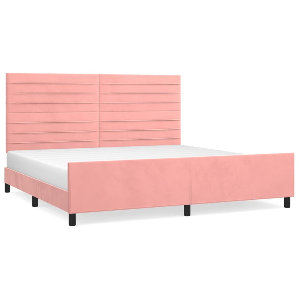 Thumbnail - vidaXL Bettgestell mit Kopfteil Rosa 200x200 cm Samt