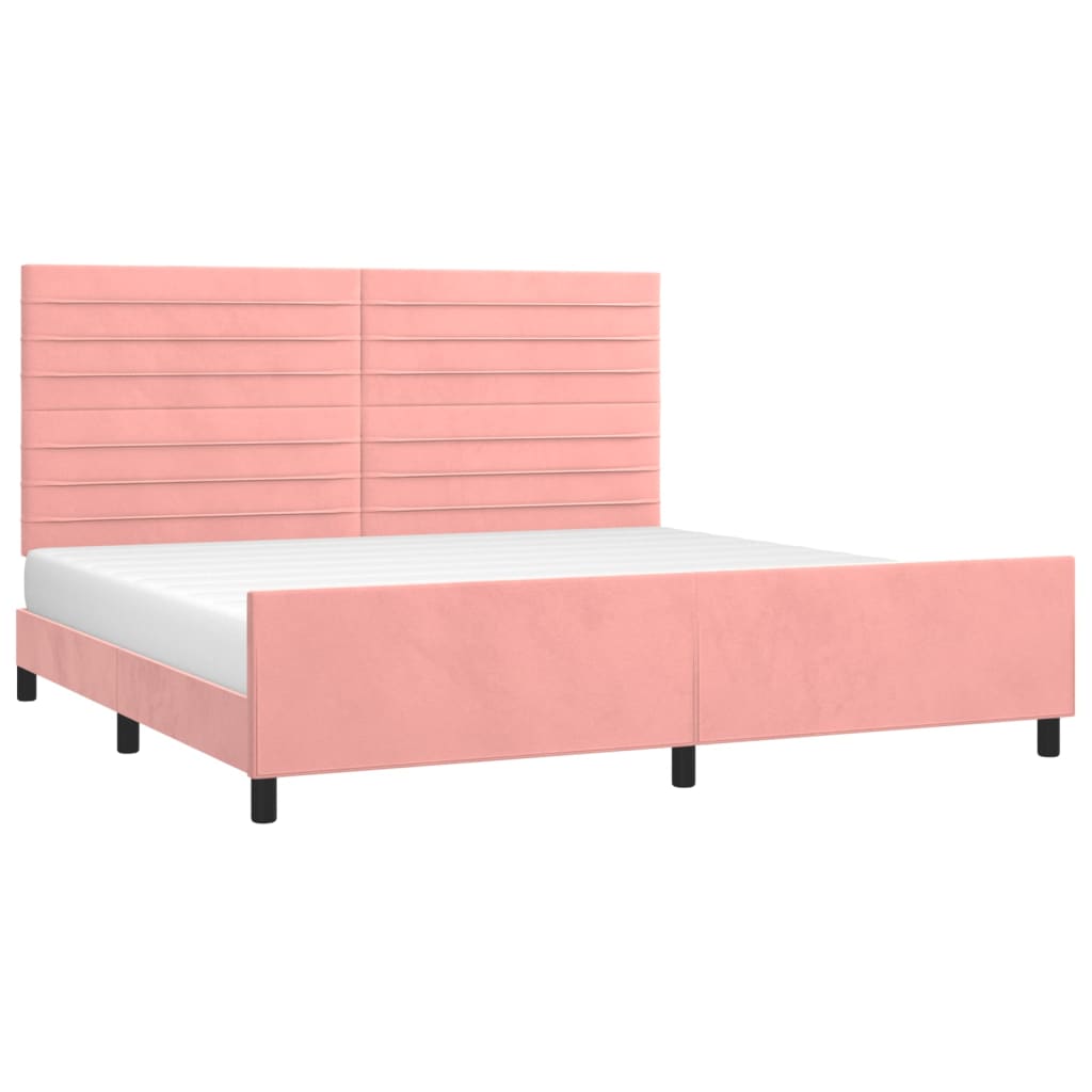 vidaXL Bedframe met hoofdeinde fluweel roze 200x200 cm afbeelding
