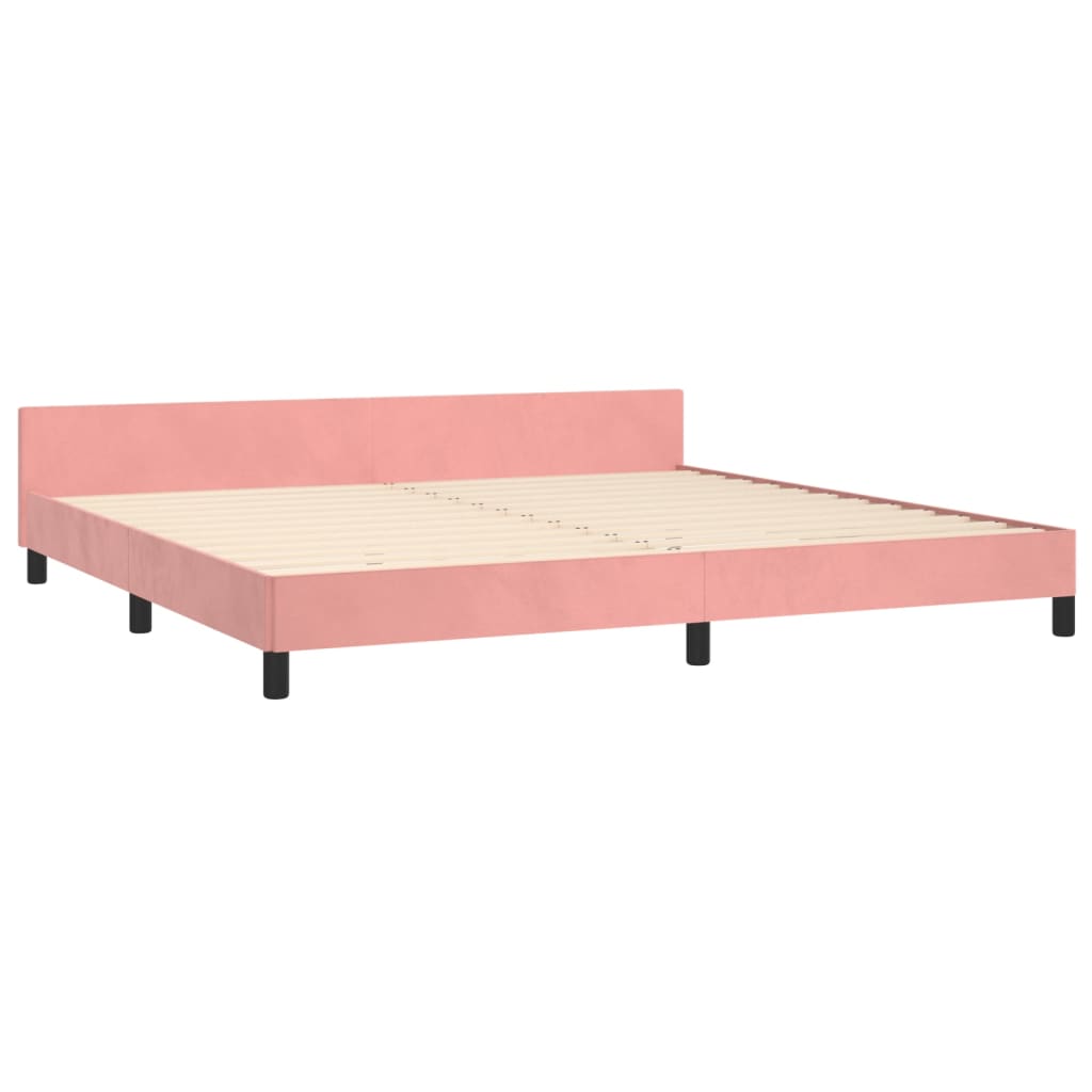 Cadru de pat cu tăblie, roz, 200x200 cm, catifea