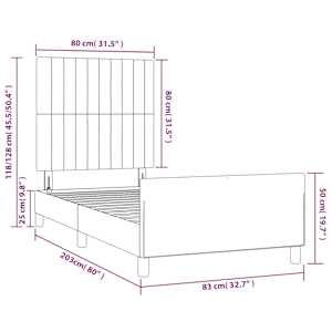 Rám postele bez matrace tmavě šedá 80 x 200 cm samet - obrázek 14