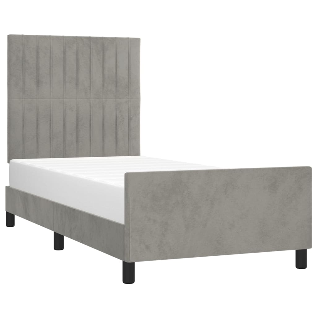 vidaXL Bedframe zonder matras 90x190 cm fluweel lichtgrijs afbeelding