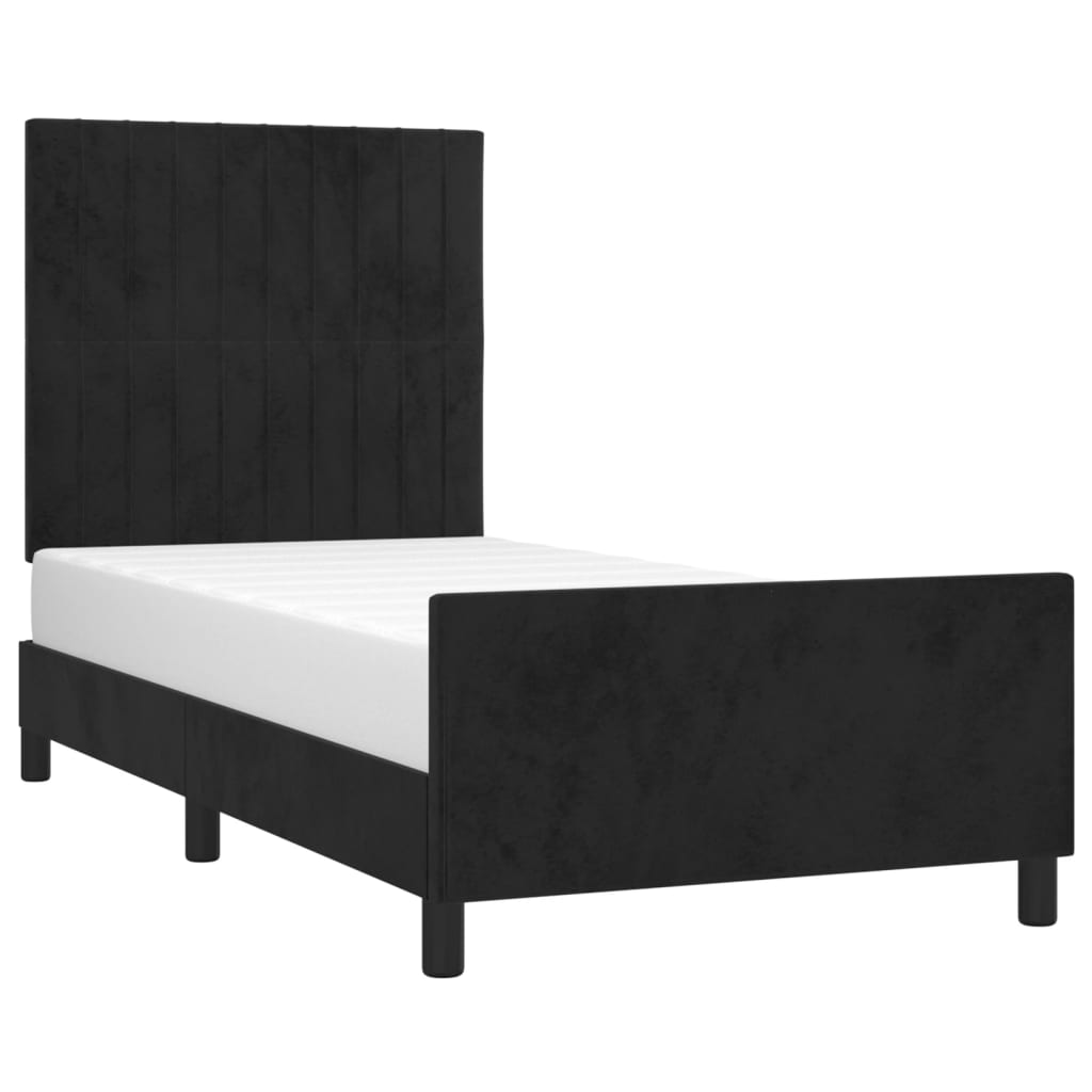 vidaXL Bedframe met hoofdeinde fluweel zwart 90x190 cm afbeelding
