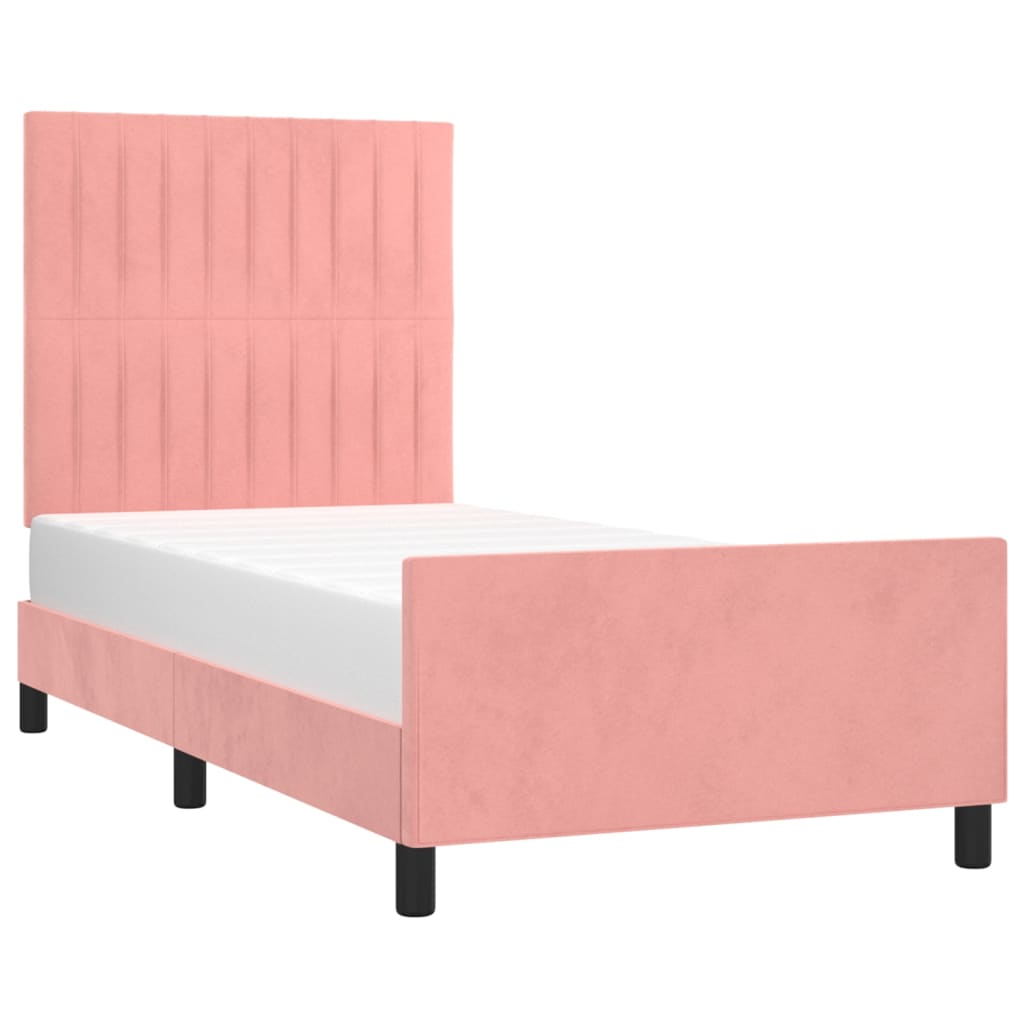 vidaXL Bedframe met hoofdeinde fluweel roze 90x190 cm afbeelding