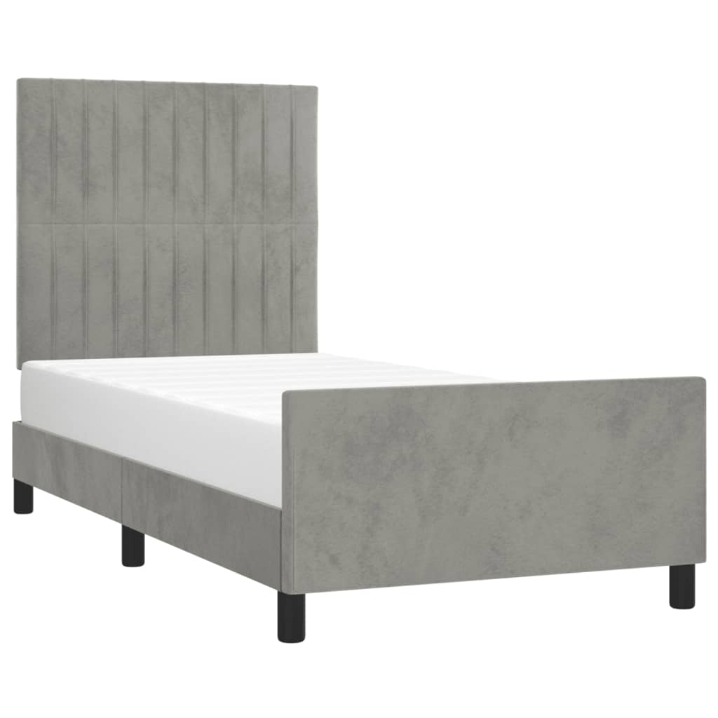 vidaXL Bedframe zonder matras 90x200 cm fluweel lichtgrijs afbeelding