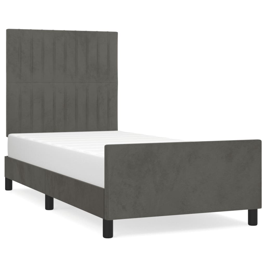 vidaXL Bedframe met hoofdeinde fluweel donkergrijs 90x200 cm