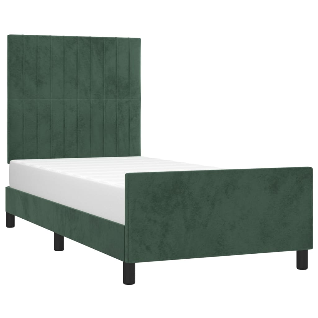 vidaXL Bedframe zonder matras 90x200 cm fluweel donkergroen afbeelding