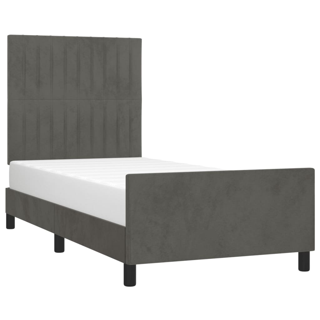 vidaXL Bedframe zonder matras 100x200 cm fluweel donkergrijs afbeelding