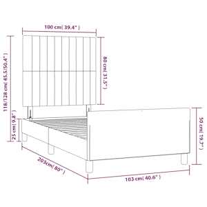 Rám postele bez matrace černý 100 x 200 cm samet - obrázek 14