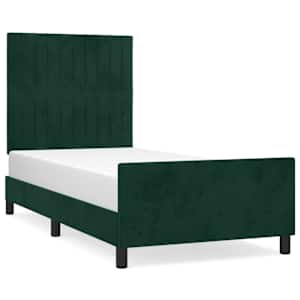 Rám postele bez matrace tmavě zelená 100 x 200 cm samet - obrázek 2