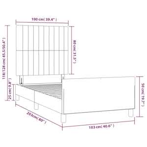 Rám postele bez matrace tmavě modrý 100x200 cm samet - obrázek 12