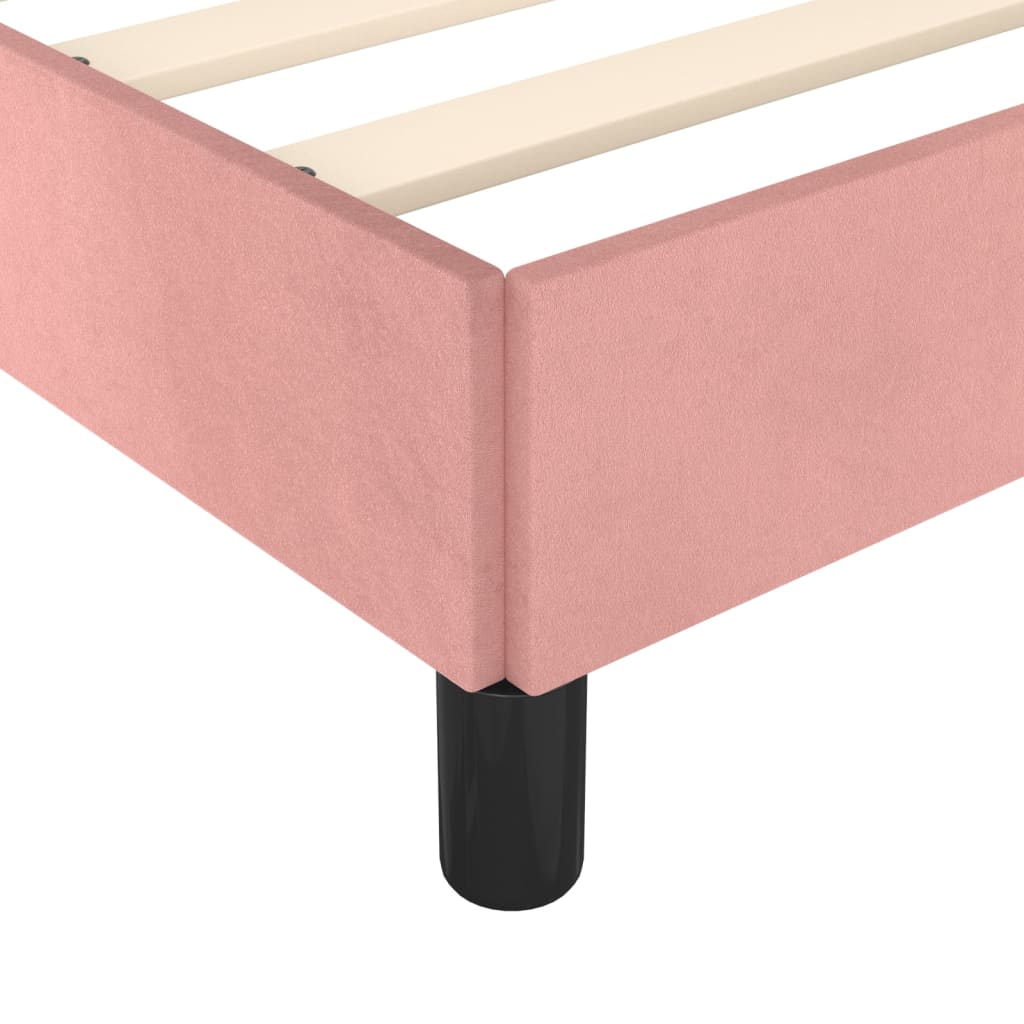Cadru de pat cu tăblie, roz, 100x200 cm, catifea